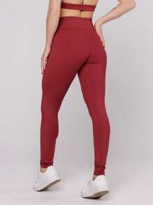 Women's Basic Gym Polyamide Fitness Leggings Navy Blue And Gray Intense Lot Fitness Collection - Burgundy - View 2
