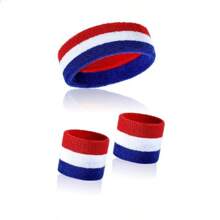 3pcs/Set Sweatband Set, Colorful Striped Sweatbands With 1 Headband And 2 Wristbands, Sports Anti-Perspirant Bands Gym, Hair Accessories, Men Accessories