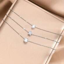 1 件多层项链，带心形、星星、月亮、水滴形吊坠设计，简约锌合金金属金色时尚个性化项链，适合女士日常佩戴