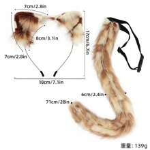1pc Paasdecoratie Feestbenodigdheden Kattenoren Hoofdband en Staart, Feestaccessoires, Kostuumrekwisieten, Fotografierekwisieten, Dierenbont Hoofdband en Staart
