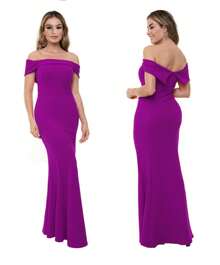 Vestido Longo Ombro a Ombro Tomara que Caia Para Festas - Fúcsia - Visão 5