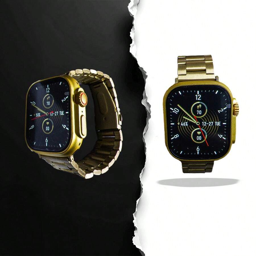 Reloj Inteligente WS009 Ultra, Regalo Perfecto. Moderno y Elegante, Funciones Avanzadas, Contestador de Llamadas, Mensajes y Notificaciones en Tiempo Real, Control del Clima, SOS, Música, Resistente a salpicaduras, GPS. - Dorado - Ver 1