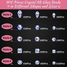 1 set de aproximadamente 900 cuentas de cristal de vidrio para hacer joyas, cuentas de cristal variadas para pulseras, joyería, manualidades DIY o decoración del hogar (cristal transparente AB color)