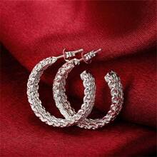 1 paire d'élégantes boucles d'oreilles clous en argent 925 avec nœud rond exquis. Bijoux mode cadeau de mariage, anniversaire pour femmes