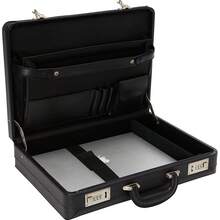 Heritage Travelware Vinyl Single Compartment 17.3" Laptop Case With Secure Combination Lock Briefcase, Black, One Size - màu đen - Xem 7