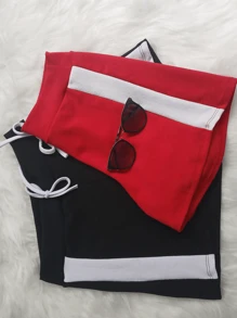 KIT 2 CREPE MESH SHORTS - 黑色和紅色 - 查看 2