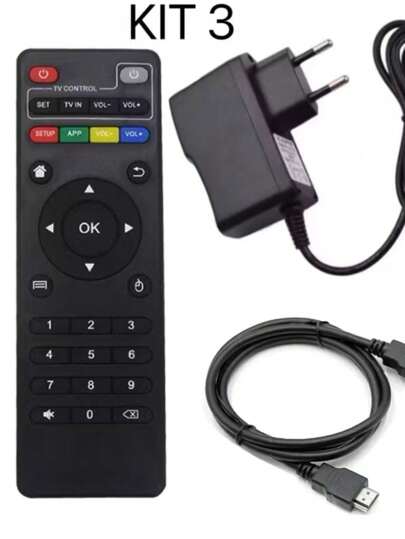 KIT 3 PARA SMART TV(FONTE,CABO ,CONTROLE)