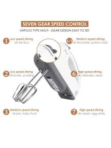 Mezclador eléctrico de la cocina de Blender batidor de huevo Crema mezclador 7-velocidad de la mano 180W - Multicolor - Ver 2