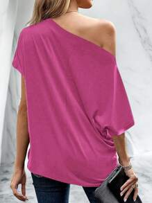 Sexy Women's Blouse, Off The Shoulder, Ideal For Office, Or Casual Days - 玫紅色 - 查看 2