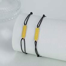 8 件女士不锈钢编织绳手链，18k 镀金手工珠宝，送给妈妈的礼物 - 黑繩 - 查看 3