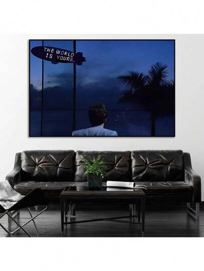 Póster de motivación con la escena de la película "El mundo es tuyo" de Tony Montana - Pintura en lienzo para arte de oficina, impresión de pared, decoración para el hogar