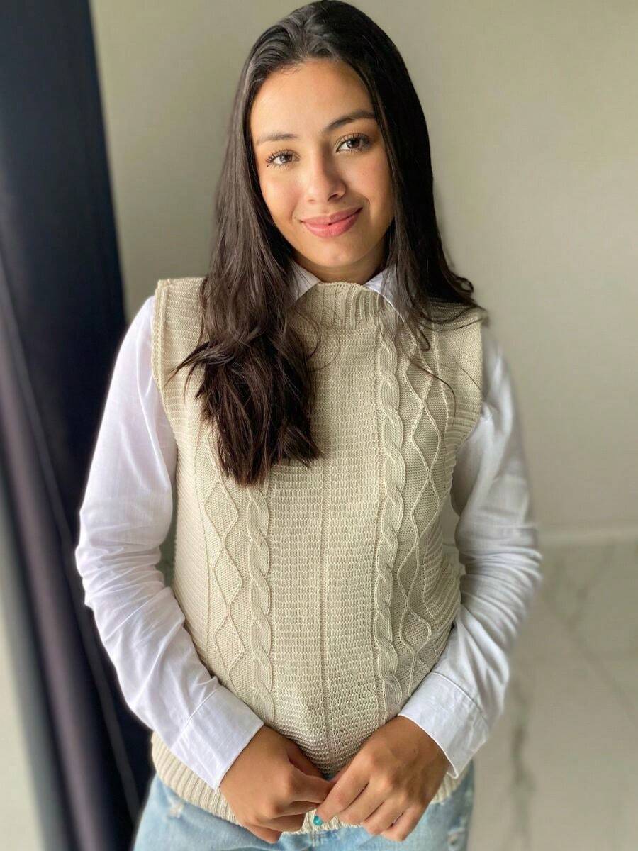 Women's Knitted Vest Braid Max Vest Overlay Knit Fashion Blogger - Beis - Ver 1