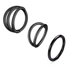 ADYJELY 3pcs Set Nose Rings & Lip Hoops, 16G Hypoallergenic Stainless Steel Fashionable Multi-Circle Ear Piercing Jewelry, Sexy Style For Nostril And Ear Cartilage Earlobe Earring ,Belly Ring Nipple Ring Black 8mm 10mm Women And Men Body Pierecing Jewelry - N053 - View 17