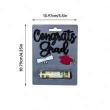 1pc Wooden Creative Graduation Congratulations Gold Card, Holder Graduation Party Decoration, Graduation Gift (Excluding 3D Stand, Coins)
