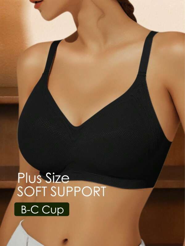 1pc Plus Size Seamless Wireless Bra For Women, Lifts, Shapes, And Supports, Prevents Sagging And Minimizes Side Boob