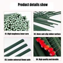 50pcs Handmade Flower Stem Rose Fake Flower Stem Rose Carnation Making Material No. 2 Flower Pole Wire DIY Flower Branches Gifts Birthday Graduation,Fake Plants