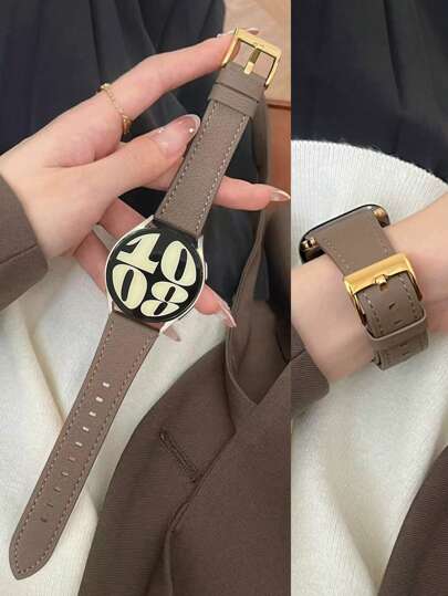 1条真皮表带，兼容三星Galaxy Watch 7、Galaxy Watch 5、Galaxy Watch 6、Galaxy Watch 4，尺寸：40mm、42mm、43mm、44mm、45mm、46mm、47mm、20mm、22mm，金色