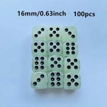100 个/套 14 毫米/0.55 英寸或 16 毫米/0.63 英寸夜光黑点骰子，高品质骰子，适用于俱乐部派对、棋盘游戏、酒吧、游戏礼物、万圣节、圣诞节 - 彩色 - 查看 2