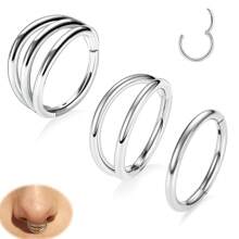ADYJELY 3pcs Set Nose Rings & Lip Hoops, 16G Hypoallergenic Stainless Steel Fashionable Multi-Circle Ear Piercing Jewelry, Sexy Style For Nostril And Ear Cartilage Earlobe Earring ,Belly Ring Nipple Ring Black 8mm 10mm Women And Men Body Pierecing Jewelry - N053 - View 21