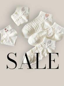 kit 6 par meias feminina  bom qualidade  cano curto branco com textura