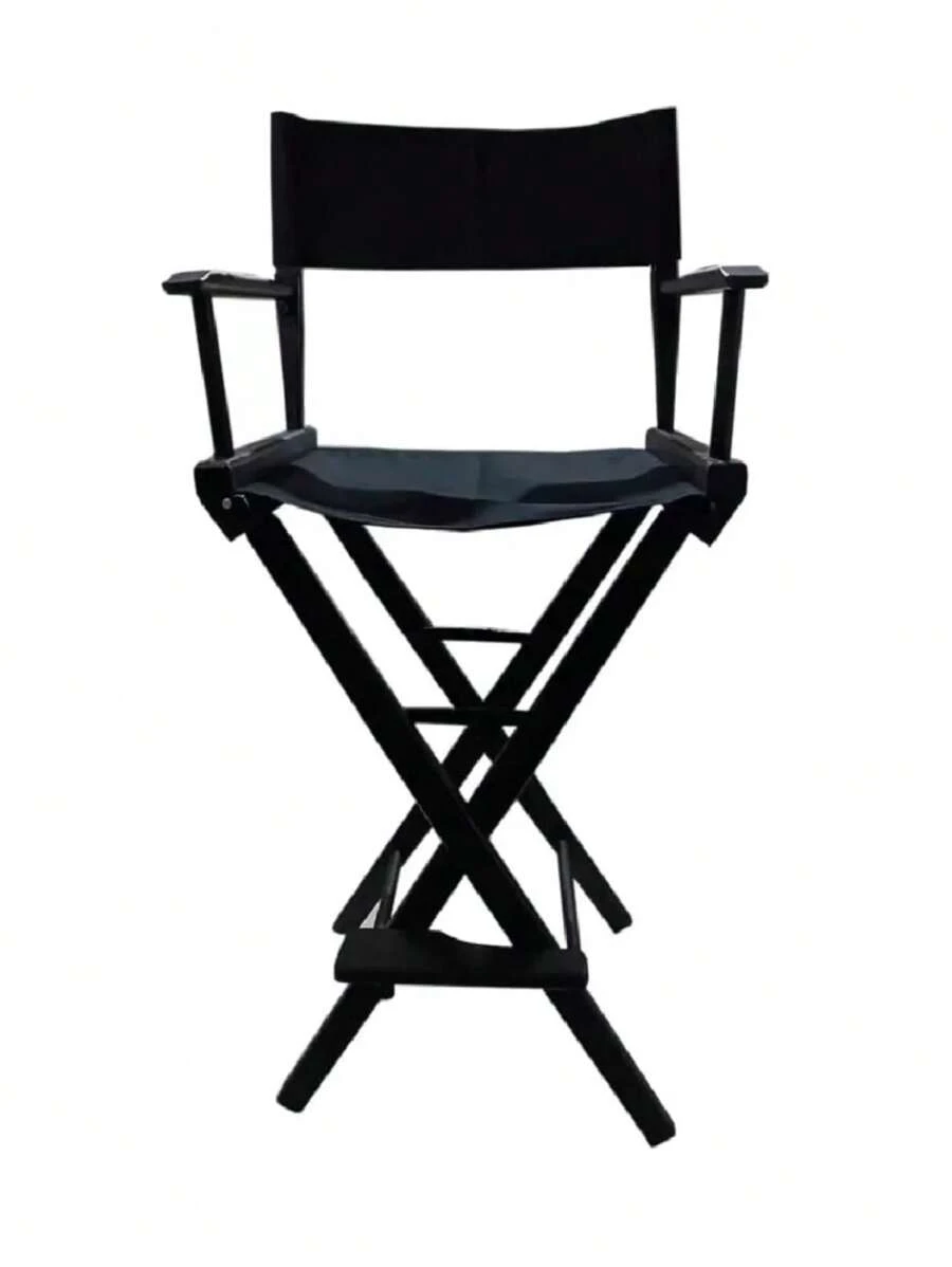 Silla Alta Director Portatil Maquillar Plegable Maquillaje - Negro - Ver 1