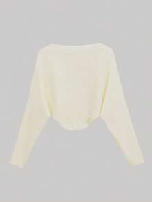 Casual Batwing Sleeve Short Cardigan Jacket For Everyday Streetwear Spring - Apricot - View 4