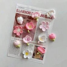 4 Sets 6 Sets Color Pattern Random Fresh And Simple Peach Blossom Flowers Magnetic Pasting Pastoral Style Creative Refrigerator Sticker Fixed Photo Message Whiteboard Sticker Classroom Decoration Picture Frame Decoration Wall Decoration
