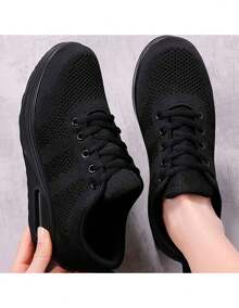 Tenis deportivo para mujer transpirable varios colores gym Ligero cómodo para dama Plataforma con válvula de aire, slip on, de meter, con burbuja STEP 45759-66 - Gris Oscuro - Ver 3