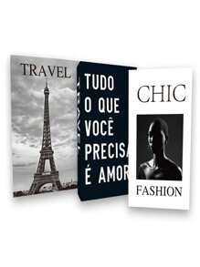 Kit 3 Livro Caixa Decorativo Fake - Preto e Branco - Visão 1