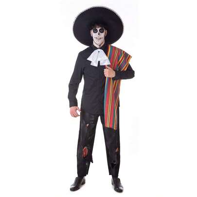  Disfraz adulto Mariachi T-L (Sombrero, Poncho Y Lazo Cuello) ✅ Entrega 24/48h a España (península) - Disfraces de Mexicano - Creaciones Llopis - Ref. 80244