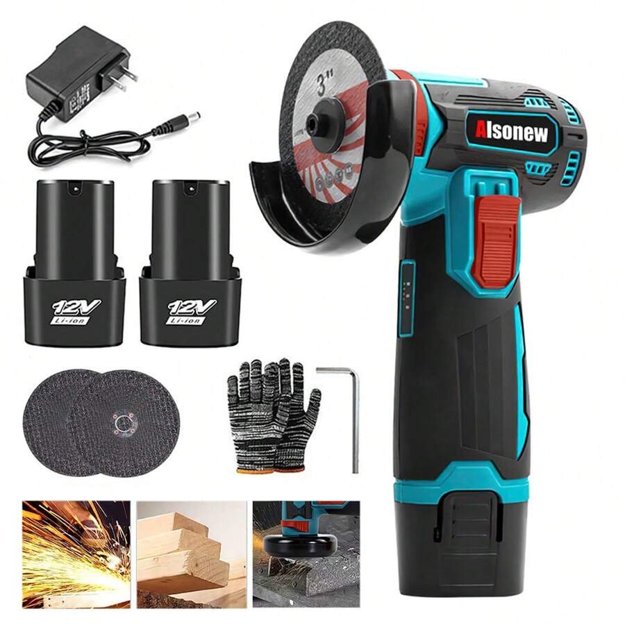 Mini Cordless Angle Grinder Polisher 12v 75mm With 2 Battery - Navy Blue - View 1