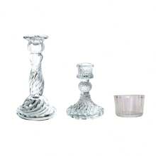 Porta-velas de cristal vintage (1 unidade) – elegante porta-velas cônico para casamentos, festas, aniversários e decoração de casa - Multicolorido - Ver 4