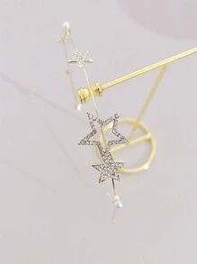 1 pieza Diadema elegante y minimalista con estrella hueca de perla y cristal, accesorio decorativo para el cabello para fiestas y uso diario