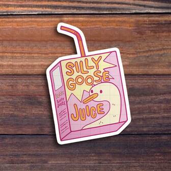 3-Inch "Silly Goose Juice Sticker - Funny And Cute Beverage-Themed Vinyl Sticker For Laptops, Notebooks, Water Bottles, Study Desks, Kids' Rooms, And Personal Spaces | Great For Humor Fans, Students, Kids, And Beverage Lovers | Perfect Gift For Friends, Family, And Colleagues | Whimsical Sticker For Beverage Humor, Relatable Fun, And Creative Expression"