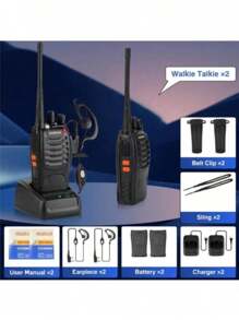 Kit 2 Walk Talk Radio Communicator Baofeng 777s With 16 Channels 12Km Range - Black - View 4