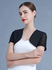 1 pieza Chal de malla para mujer, cárdigan corto, versátil, transpirable y delgado para verano, cubierta sin mangas