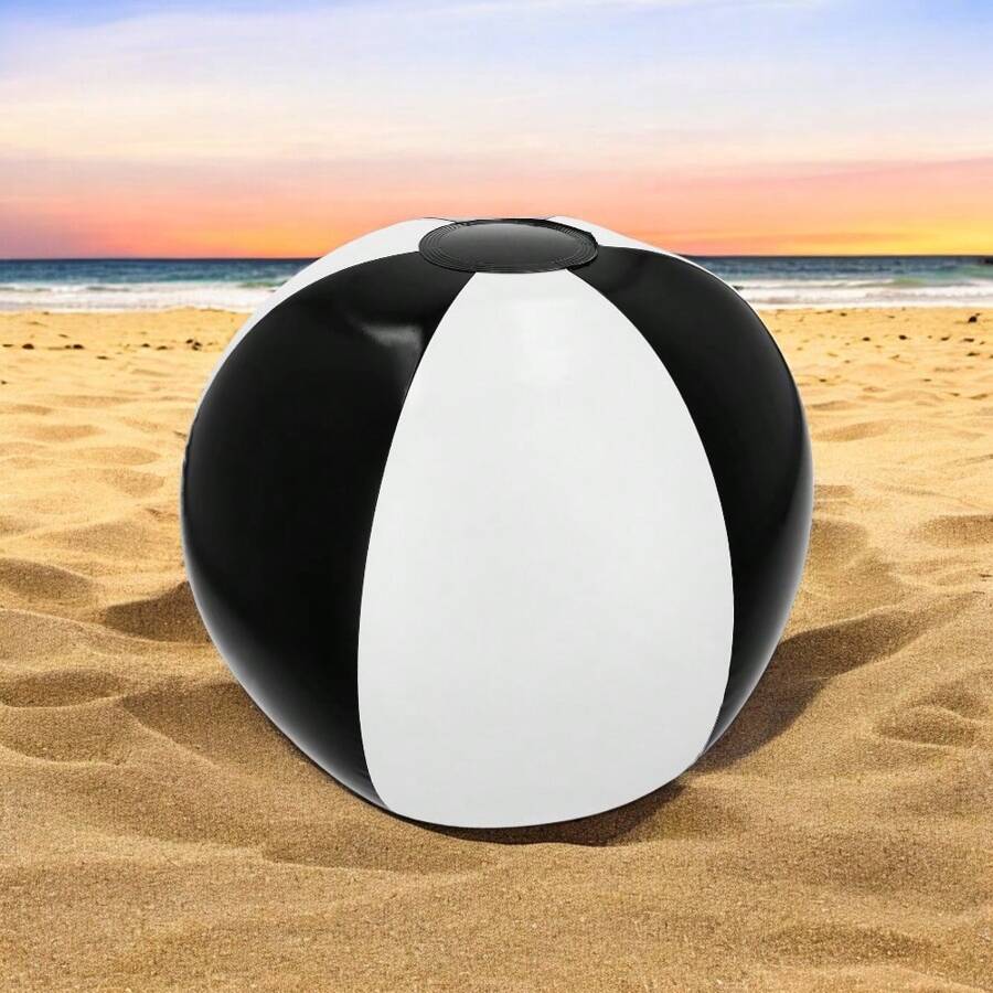 PromoClick 1 pieza de Pelota inflable bicolor, para playa o alberca. Para jugar en el agua, gran pelota inflable, pelota de playa. - Blanco y Negro - Ver 1