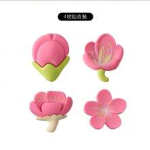 4 Sets 6 Sets Color Pattern Random Fresh And Simple Peach Blossom Flowers Magnetic Pasting Pastoral Style Creative Refrigerator Sticker Fixed Photo Message Whiteboard Sticker Classroom Decoration Picture Frame Decoration Wall Decoration