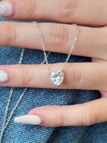 Colar Pingente Ponto De Luz Em Coracao Folheado A 18K