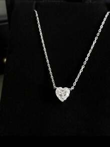 Colar Pingente Ponto De Luz Em Coracao Folheado A 18K