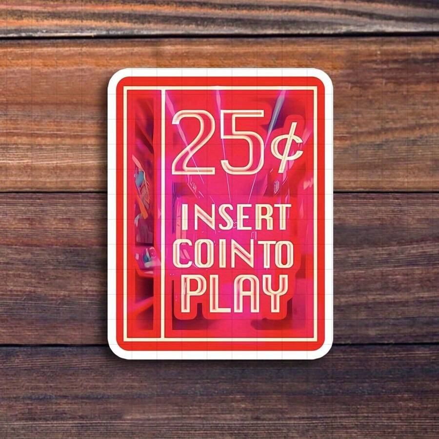 Miếng dán 3 inch "25¢ Insert Coin To Play" - Miếng dán vinyl theo chủ đề trò chơi điện tử hoài cổ và cổ điển dành cho máy tính xách tay, sổ tay, bình nước, thiết bị chơi game, bàn học và không gian cá nhân | Tuyệt vời cho game thủ hoài cổ, người hâm mộ hài hước, người đam mê hoài cổ và sinh viên | Món quà hoàn hảo cho bạn bè, gia đình và game thủ | Miếng dán hoài cổ để tạo sự hài hước trong trò chơi điện tử, đồ trang trí hoài cổ và thể hiện sự sáng tạo - 3inch/7,62cm - Xem 1