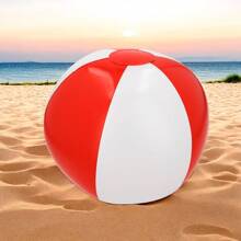 PromoClick 1 Piece Of Two-Tone Inflatable Ball, For The Beach Or Pool. For Playing In The Water, Large Inflatable Ball, Beach Ball. - Red and White - View 1