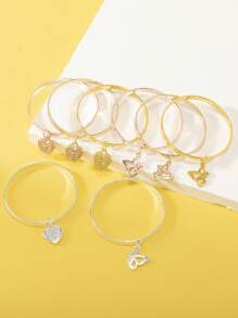 2 件儿童心形和蝴蝶心形手链 - 彩色 - 查看 3