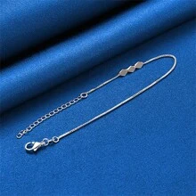 优雅单件925镀银8英寸精致三珠链手链，时尚女士魅力婚礼派对生日礼物首饰 - 銀色 - 查看 2