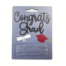 1pc Wooden Creative Graduation Congratulations Gold Card, Holder Graduation Party Decoration, Graduation Gift (Excluding 3D Stand, Coins)
