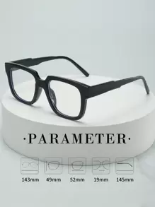 1pc Men Square Large Frame Minimalist Fashion Non-Prescription Glasses (Suitable For Watching TV, Using Computer, Daily Use)