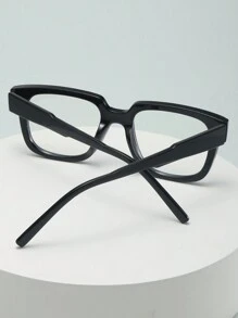 1pc Men Square Large Frame Minimalist Fashion Non-Prescription Glasses (Suitable For Watching TV, Using Computer, Daily Use)