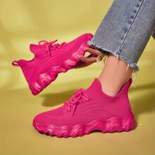 Zapatos deportivos casuales de mujer, de unicolor, cómodos, transpirables, antideslizantes, aptos para correr y uso diario