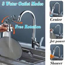 Kitchen Faucet With Pull-Down Sprayer, Faucet Splash Guard Extension, 3 Water Modes, Suitable For Farmhouses, Campers, Laundry Rooms, RVs, Bars Home Bathroom Decor Summer Back To School