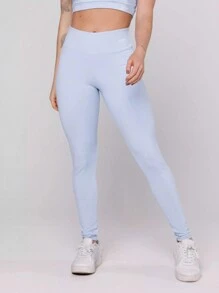 Women's Basic Gym Polyamide Fitness Leggings Navy Blue And Gray Intense Lot Fitness Collection - Baby Blue - View 1